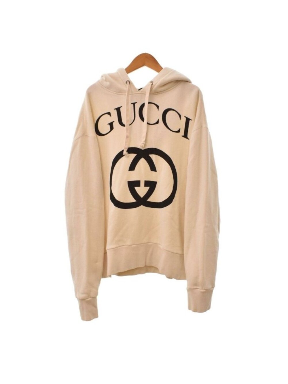 Gucci Interlocking G Front Logo Print Hoodie Ivory XS
